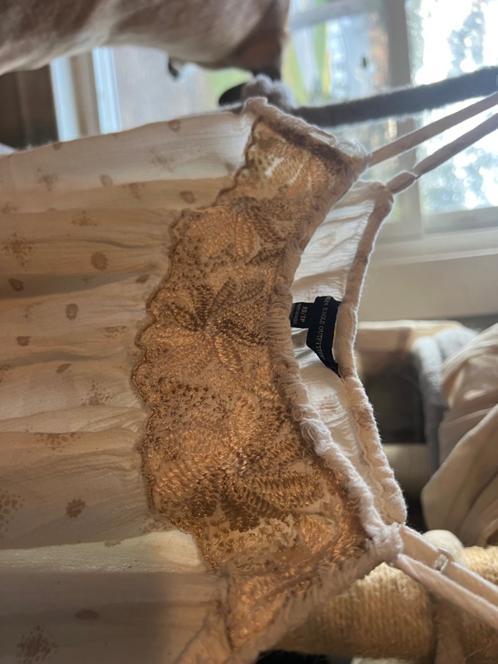 American Eagle Outfitters Cream and Beige Embroidered Camisole - Picture 3 of 6